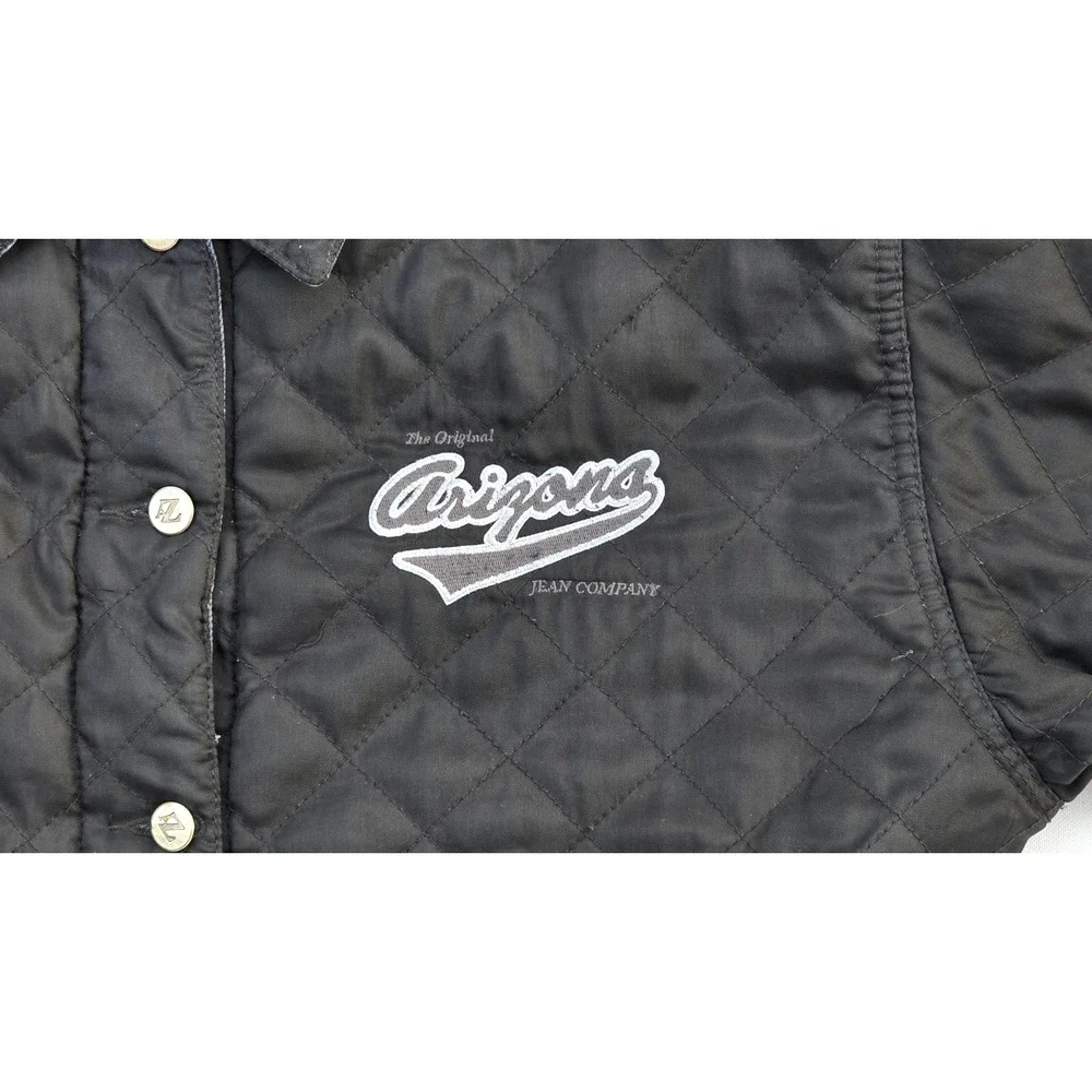 VTG Arizona Jeans Reversible Quilted Denim Jacket Men's Size Large Blue & Black